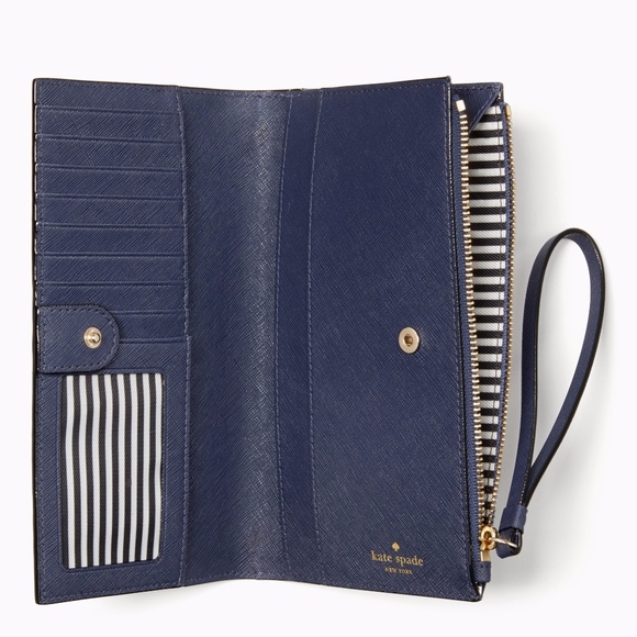 kate spade MATCHING SET! Purse & Wristlet + Wallet NWT Navy Blue - Picture 7 of 14